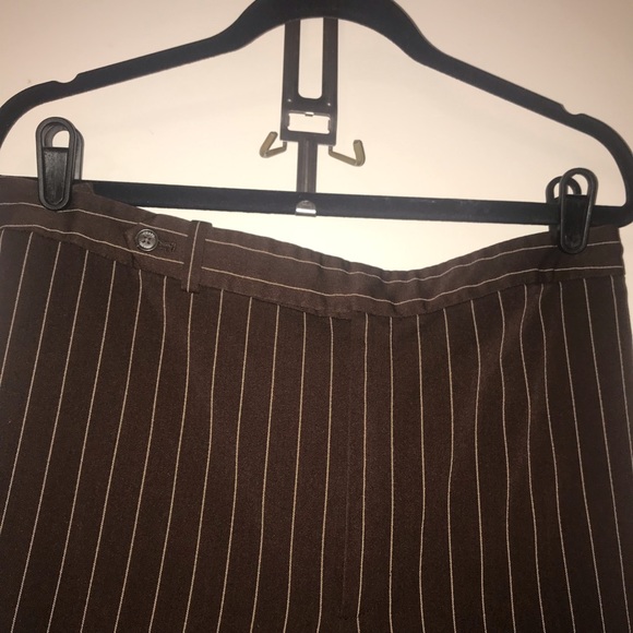 Chaps Brown plus size slacks w/tan stripes size 24 - Picture 2 of 6